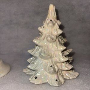 Ceramic White Christmas Holiday Tree and Base